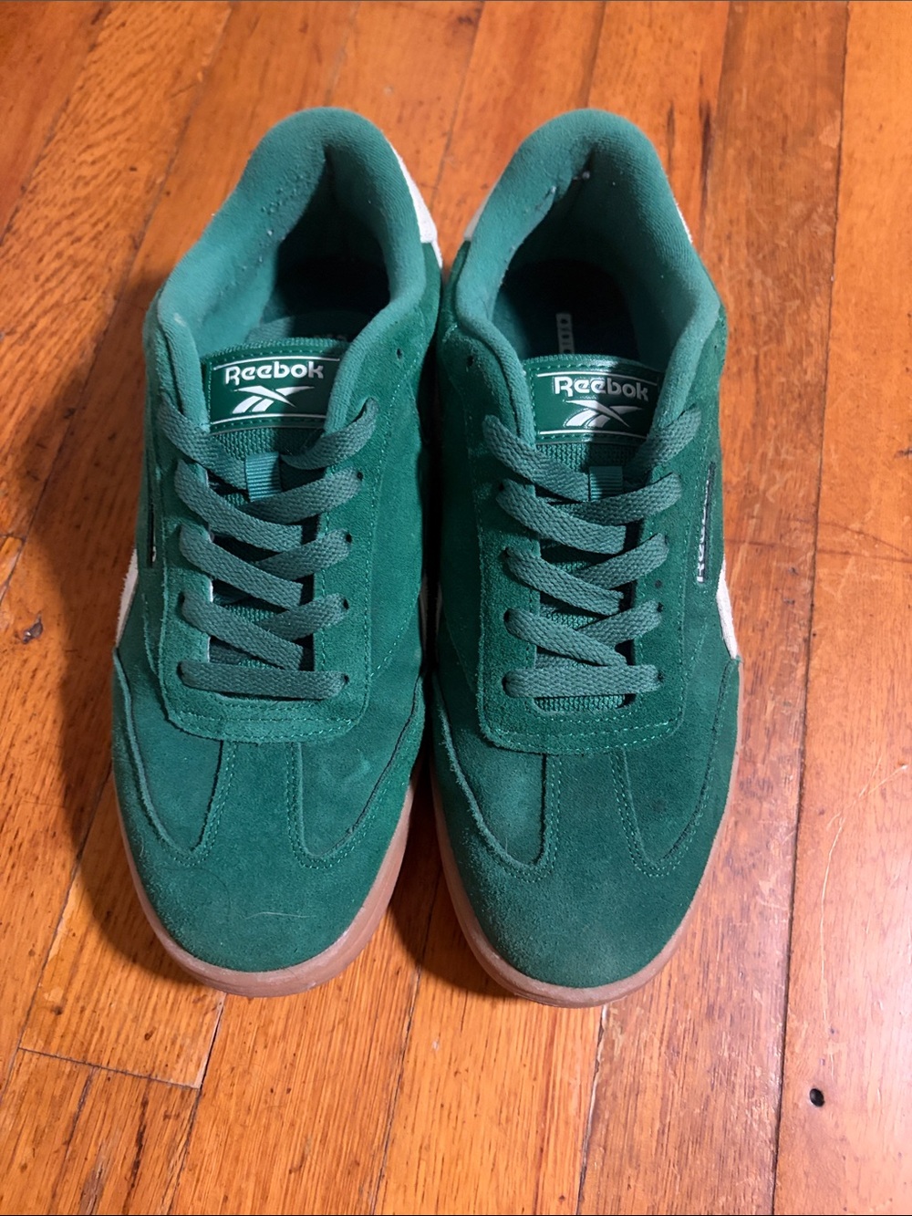 Reebok Women’s Green Suede Sneakers with Gum Sole